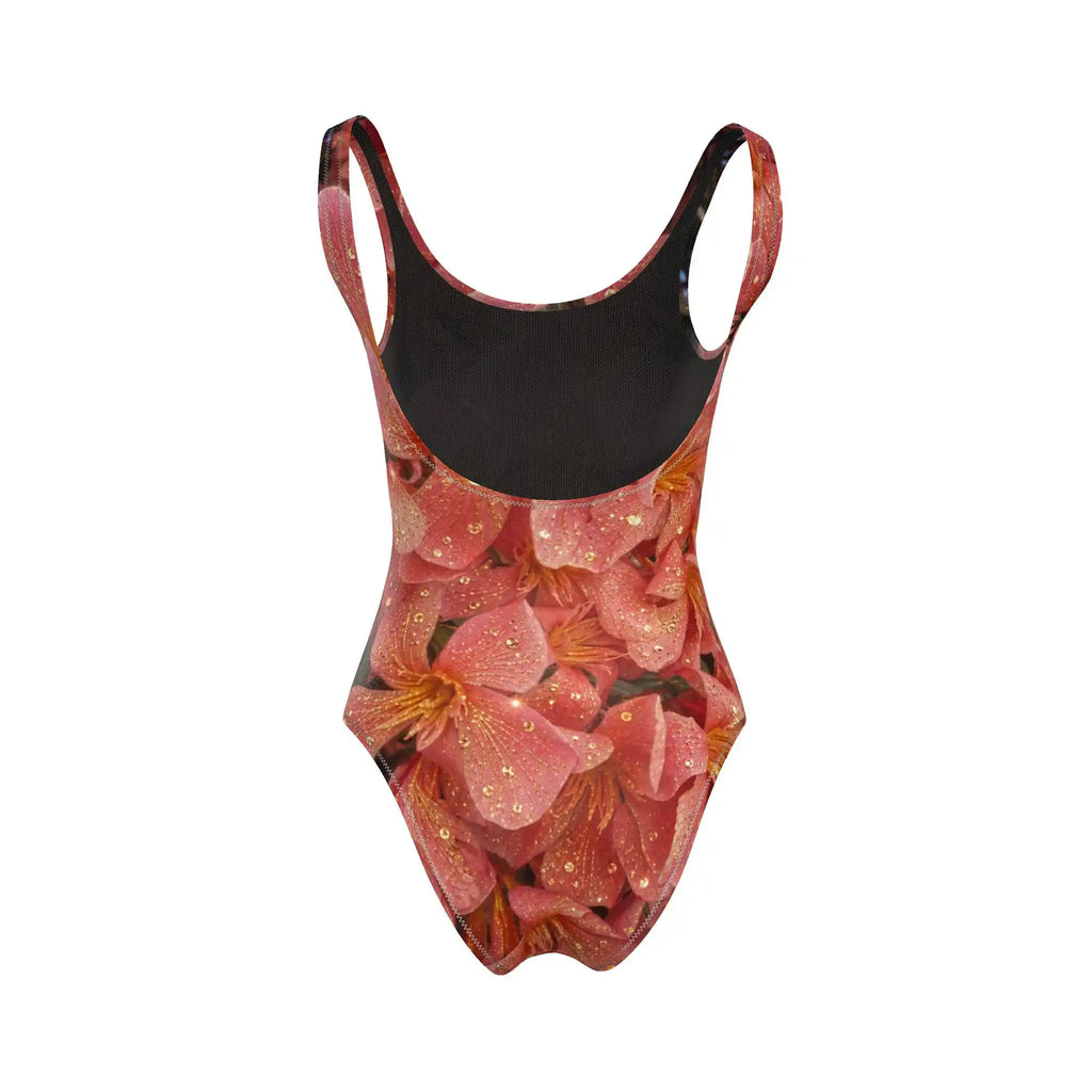 Costume da bagno intero mod. fiori rosa paillets