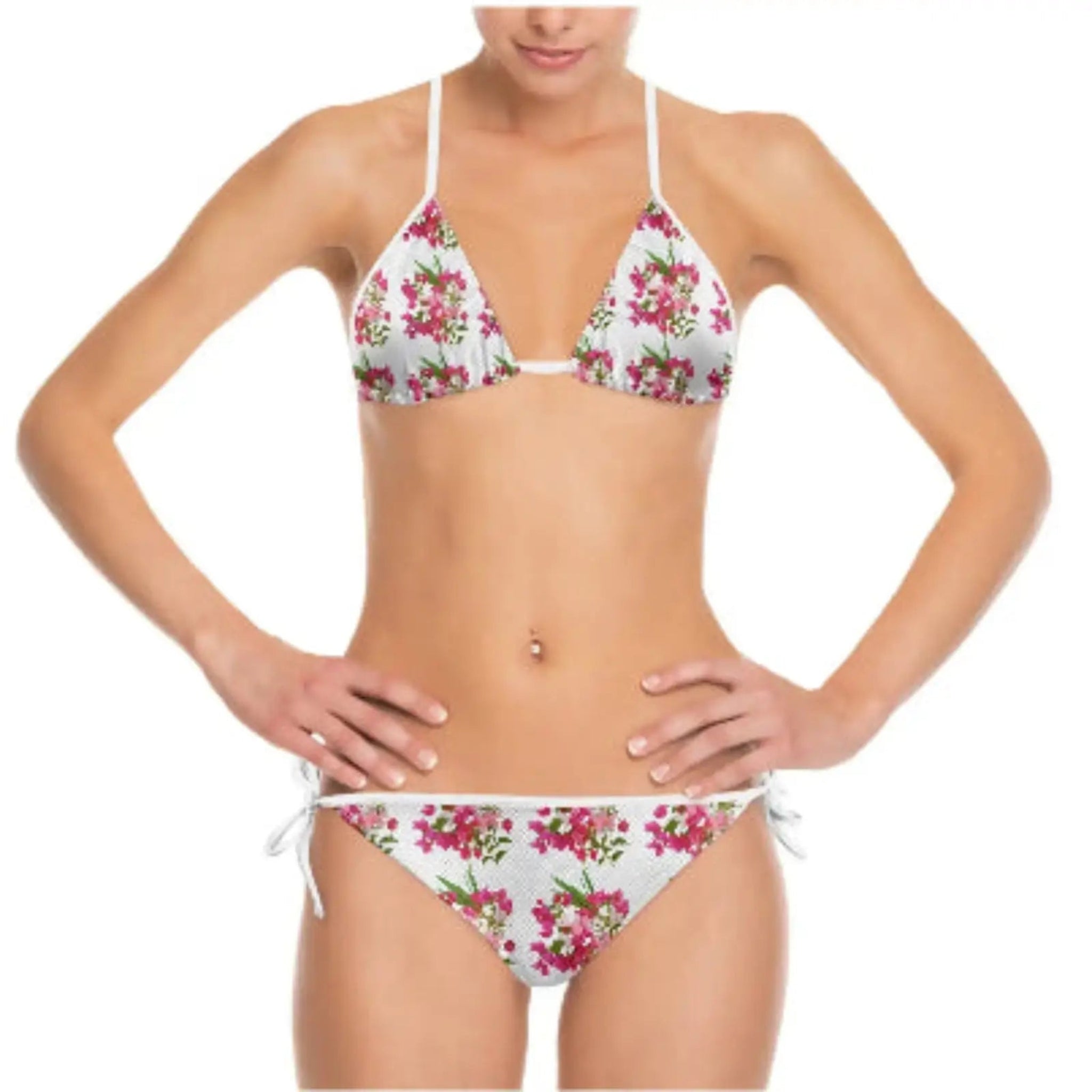 Bikini esclusivo a tema bouquet su sfondo bianco